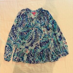 🌸 Lilly Pulitzer Printed Peplum Top – Size Small 🌸